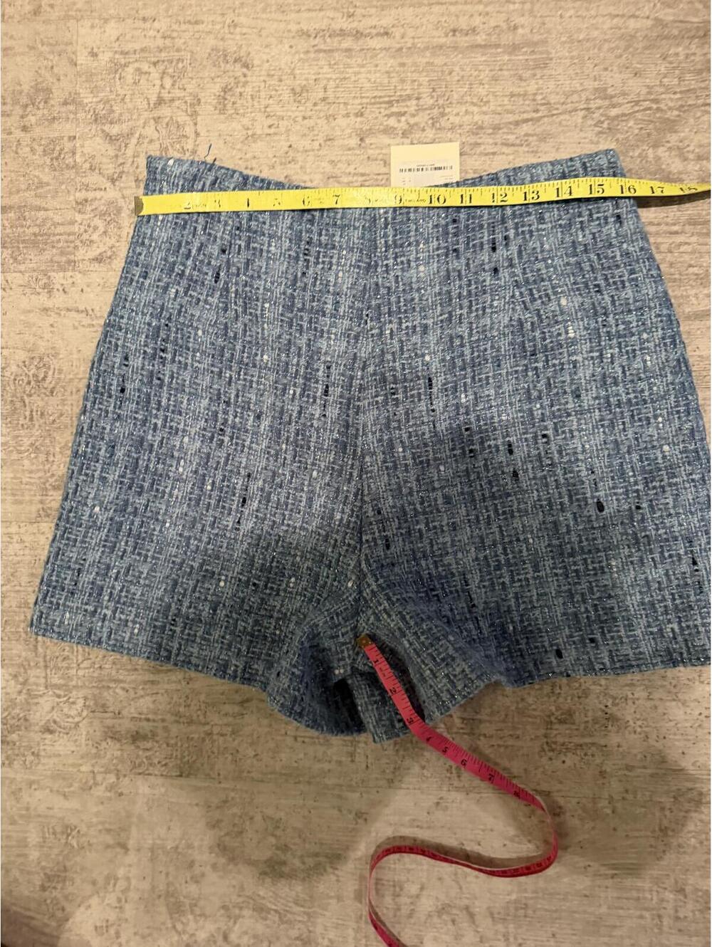 NWT Sandro Orna Blue Tweed Shorts gold hardware US 10 matching blazer avail - Picture 7 of 8
